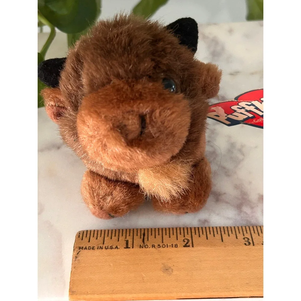 Vintage 1997 Puffkins Biff Buffalo Plush Keychain Swibco Brown Bison 6628-K